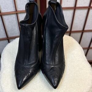 Eugenia Kim Black Embroidered Ankle Booties